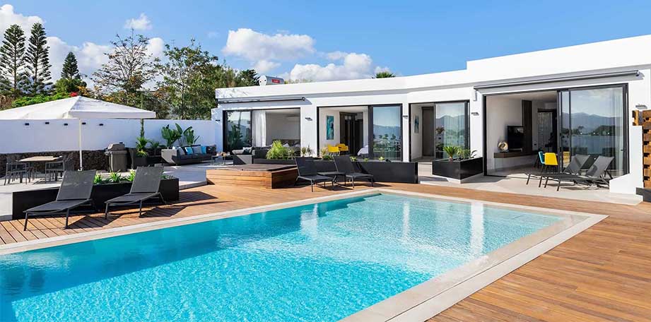 James Villa Holidays external shot of pool and deck