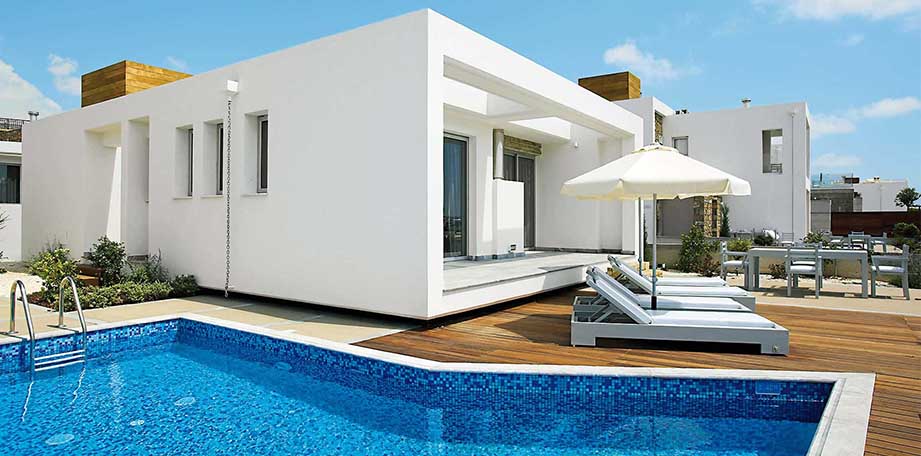 James Villa Holidays swimming pool view