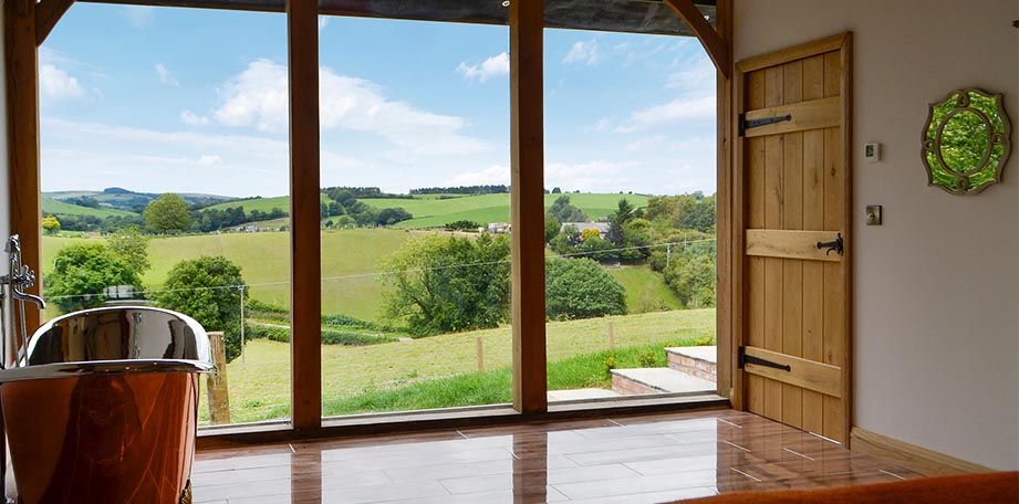 Bathroom overlooking countryside